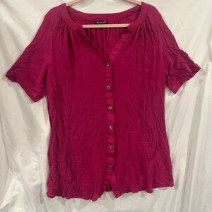 Roaman's Vibrant Magenta Button-Down Shirt
